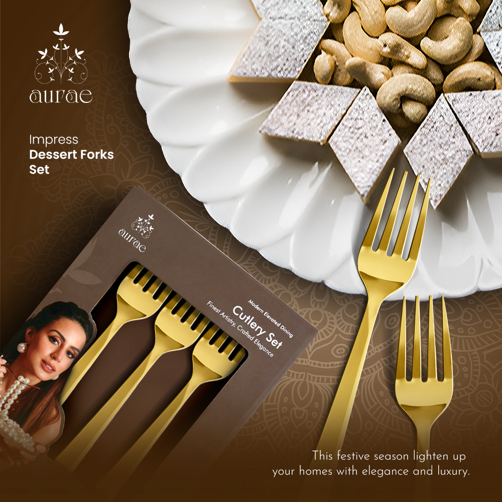 Impress Glossy Gold Dinner Fork Set