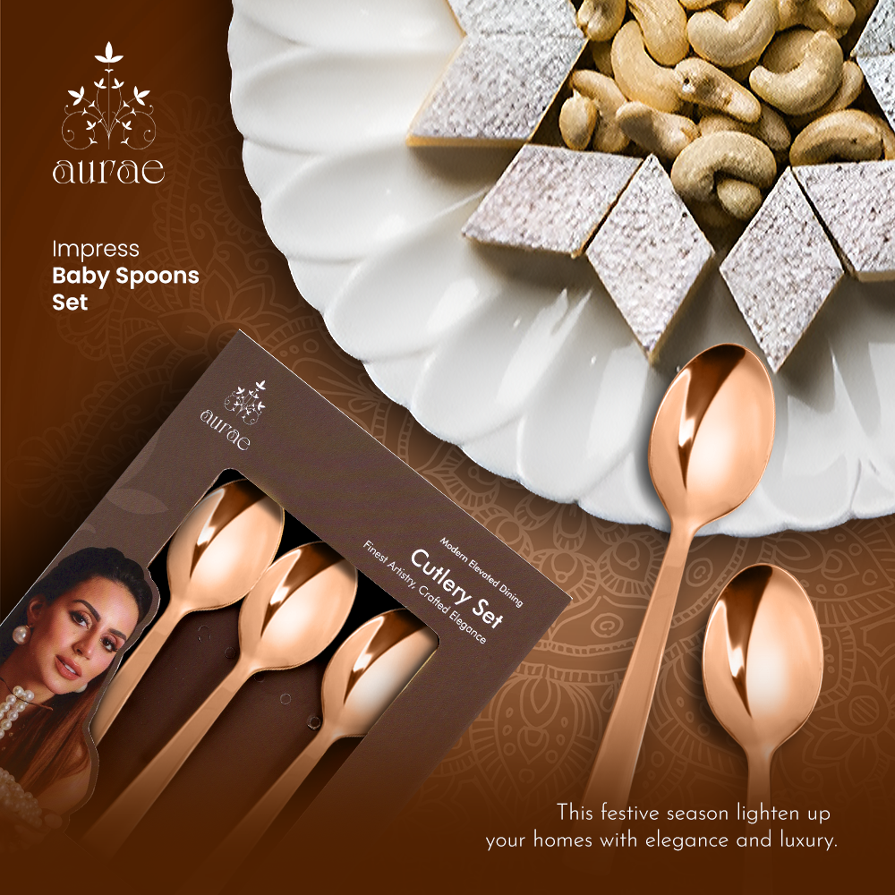 Impress Glossy Rose Gold Baby Spoon Set