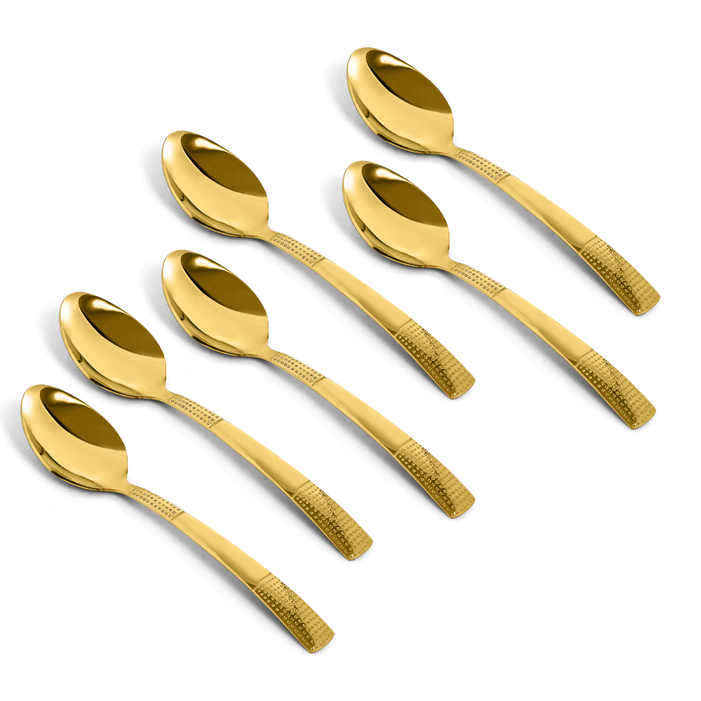 Dotted Glossy Gold Dinner Spoon Set