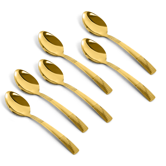 Dotted Glossy Gold Dinner Spoon Set