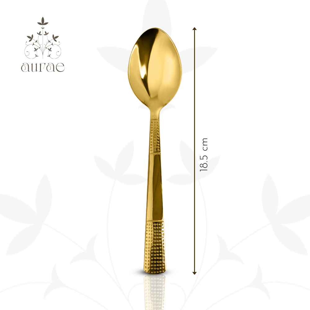 Dotted Glossy Gold Dinner Spoon Set