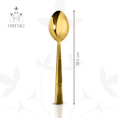 Dotted Glossy Gold Dinner Spoon Set