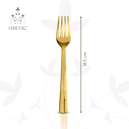 Dotted Glossy Gold Dinner Fork Set