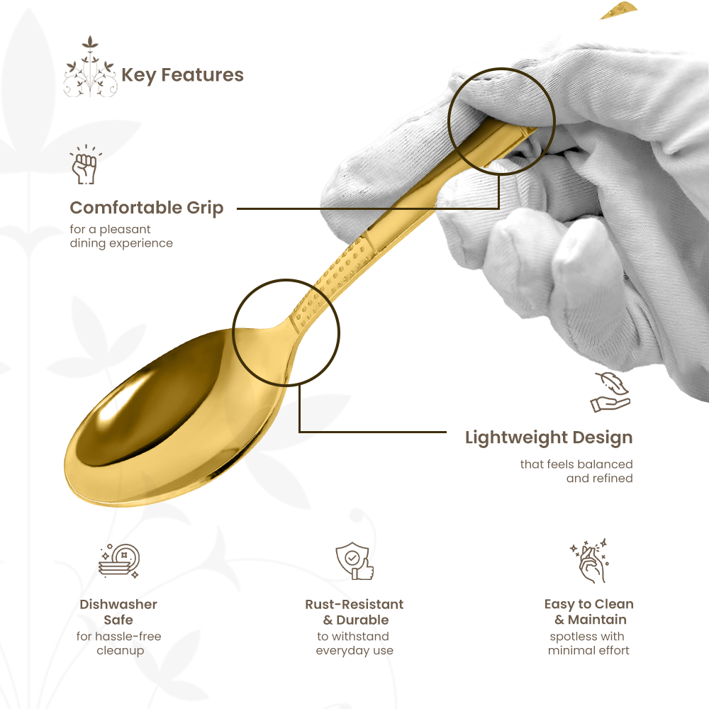 Dotted Glossy Gold Baby Spoon Set