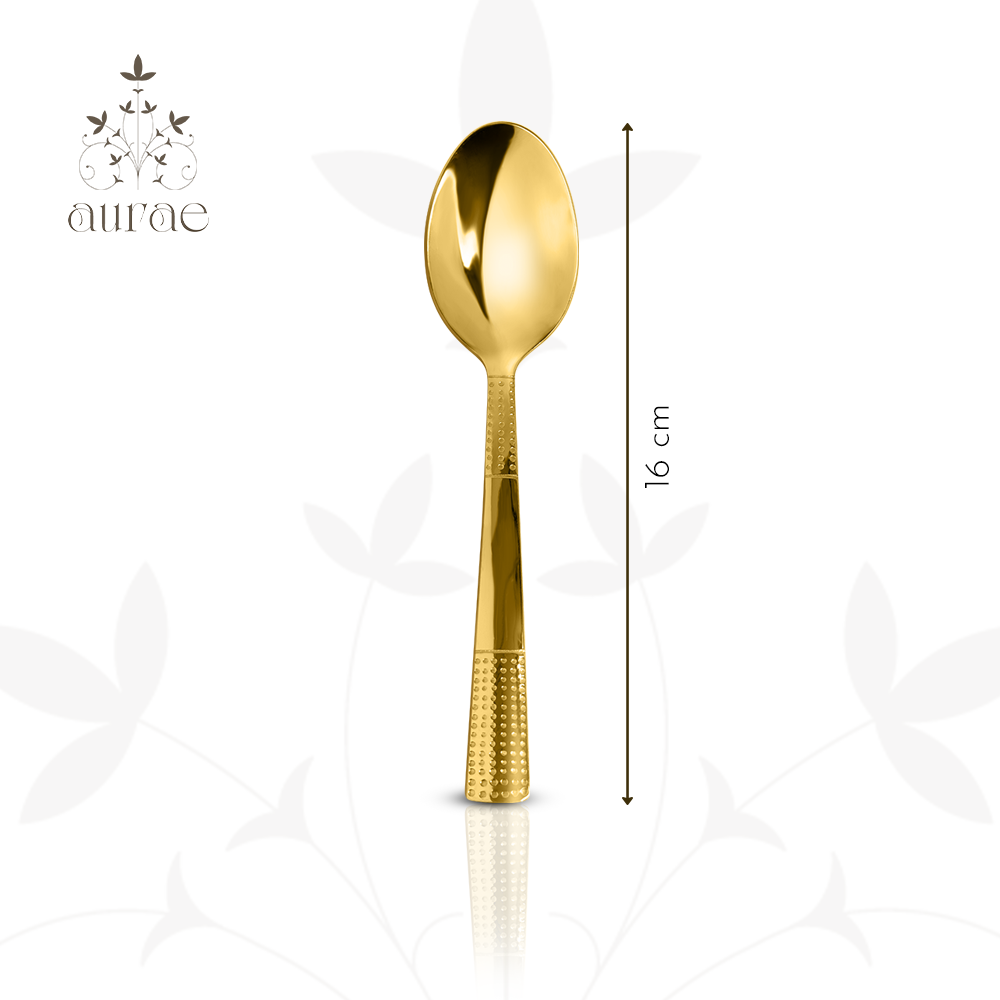 Dotted Glossy Gold Baby Spoon Set