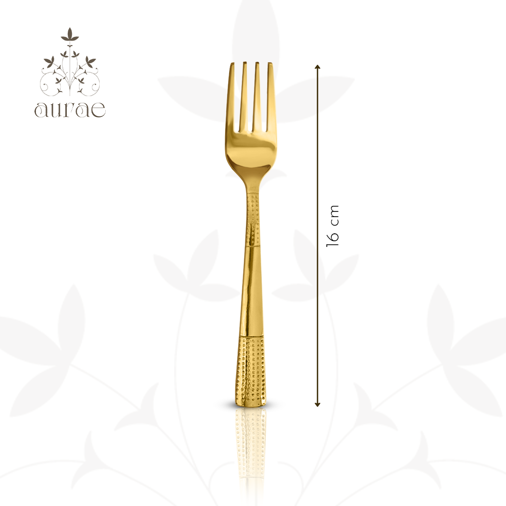 Dotted Glossy Gold Baby Fork Set