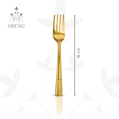 Dotted Glossy Gold Baby Fork Set