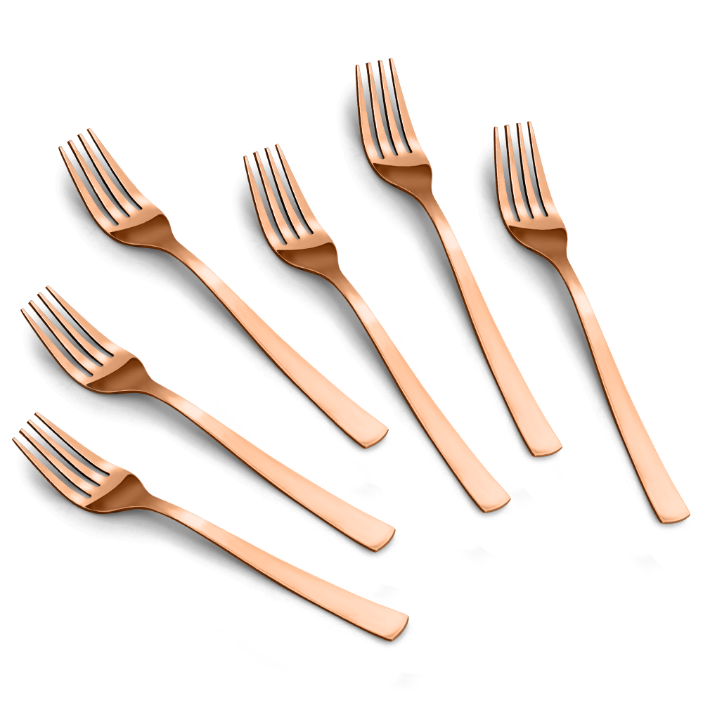 Impress Glossy Rose Gold Dinner Fork Set