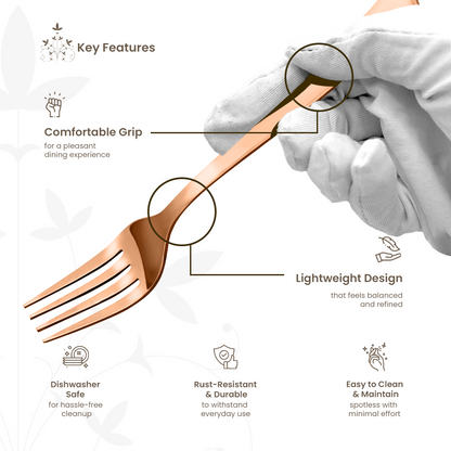 Impress Glossy Rose Gold Dinner Fork Set