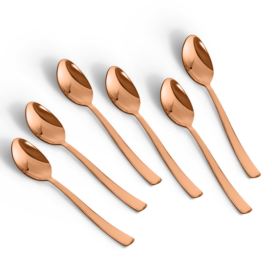 Dotted Glossy Rose Gold Dinner Spoon Set