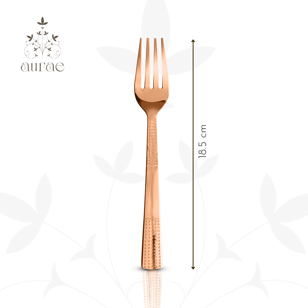 Dotted Glossy Rose Gold Dinner Fork Set