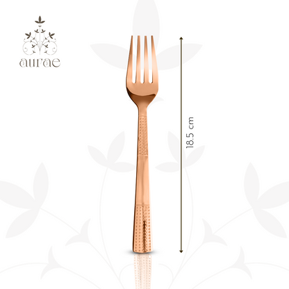 Dotted Glossy Rose Gold Dinner Fork Set