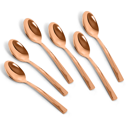 Dotted Glossy Rose Gold Baby Spoon Set