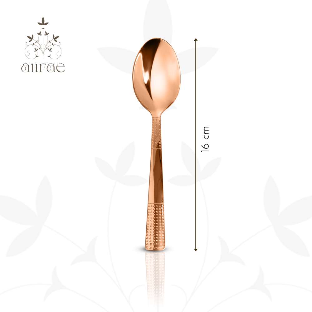 Dotted Glossy Rose Gold Baby Spoon Set