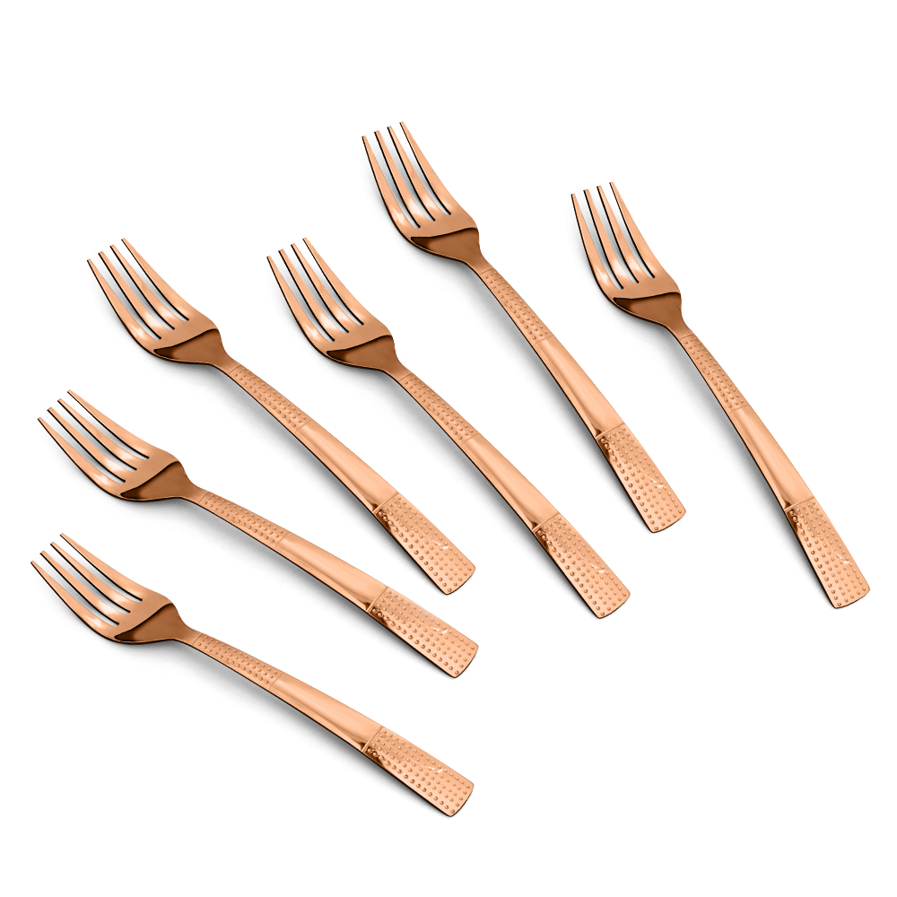 Dotted Glossy Rose Gold Baby Fork Set