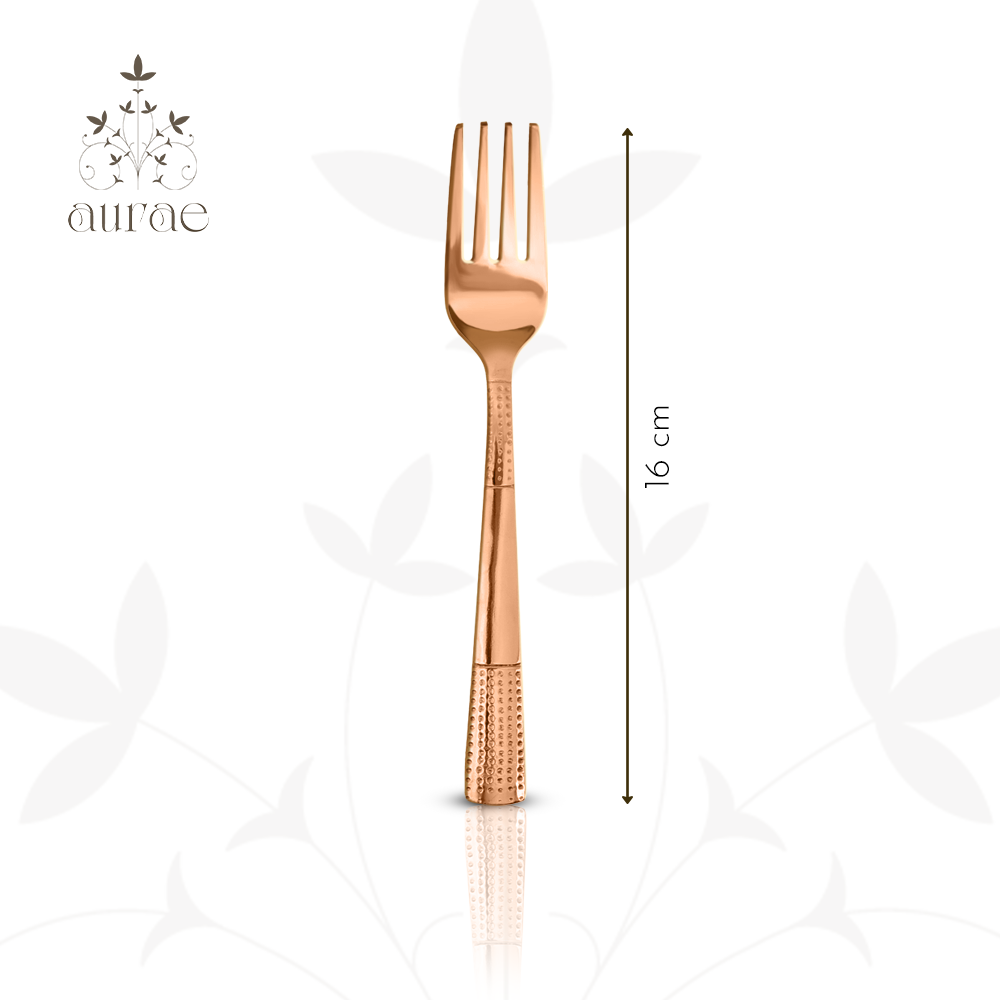 Dotted Glossy Rose Gold Baby Fork Set