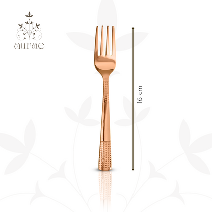 Dotted Glossy Rose Gold Baby Fork Set