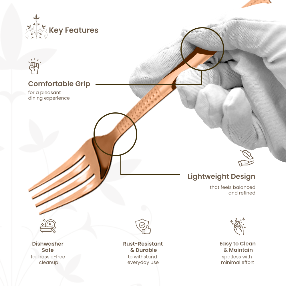 Dotted Glossy Rose Gold Baby Fork Set