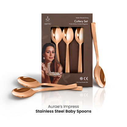 Impress Glossy Rose Gold Baby Spoon Set