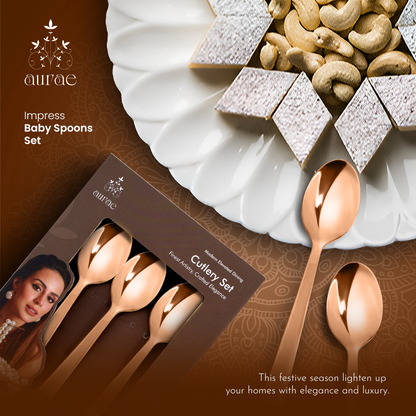 Impress Glossy Rose Gold Baby Spoon Set