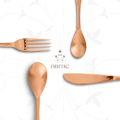 Royal Glossy Rose Gold Cutlery Set 18/8