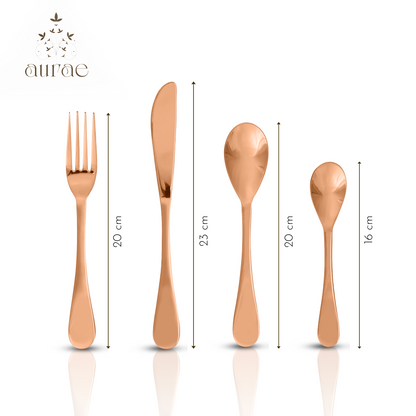 Royal Glossy Rose Gold Cutlery Set 18/8